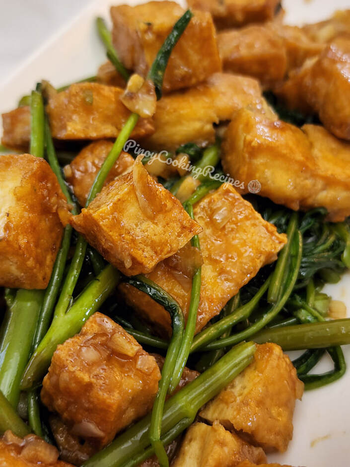 Tofu and Kangkong in Oyster Sauce